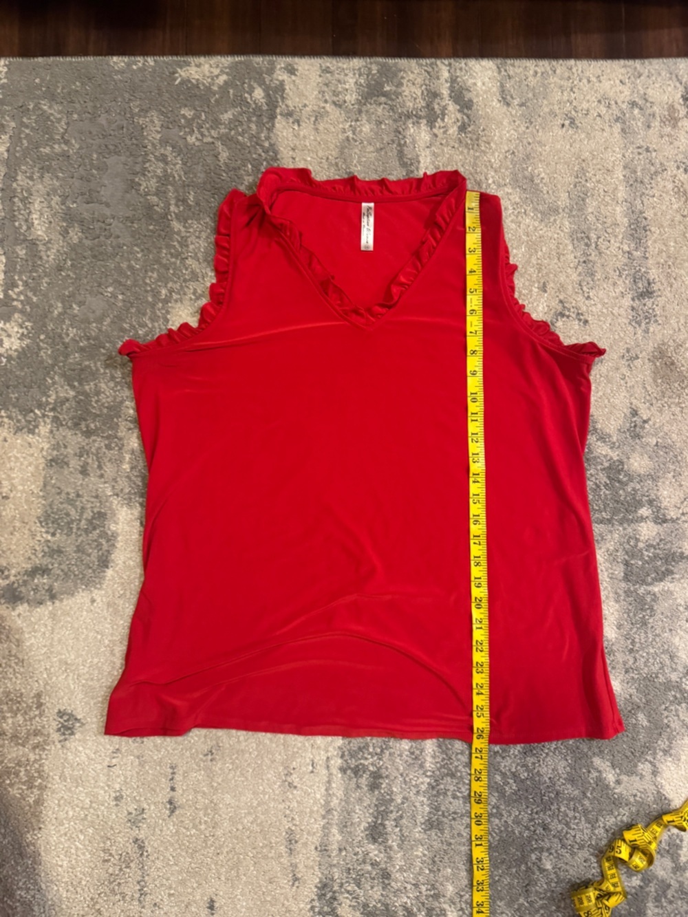 Perseption Red Ruffle Trim Top - Picture 6 of 6